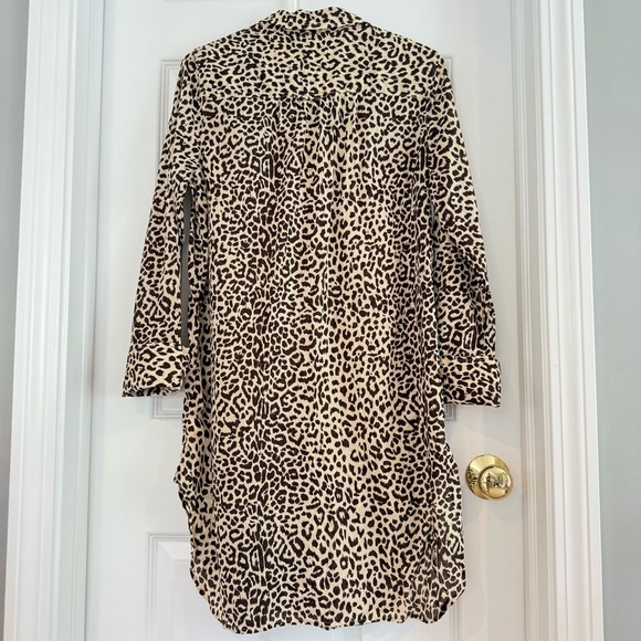 J. Crew 100% Cotton Animal Leopard Print Shirt-Dress Cover Up Size M - Picture 3 of 9